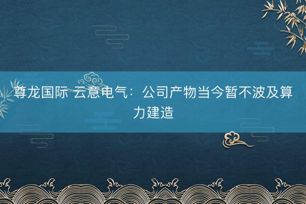 尊龙国际 云意电气：公司产物当今暂不波及算力建造