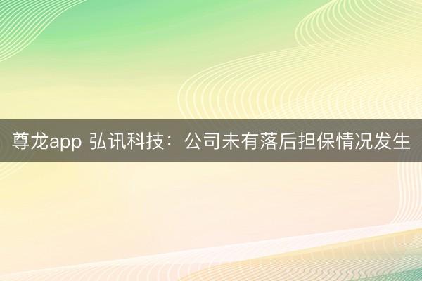 尊龙app 弘讯科技：公司未有落后担保情况发生