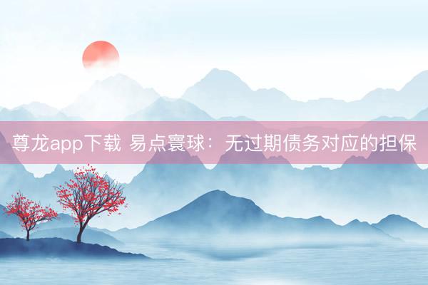 尊龙app下载 易点寰球：无过期债务对应的担保