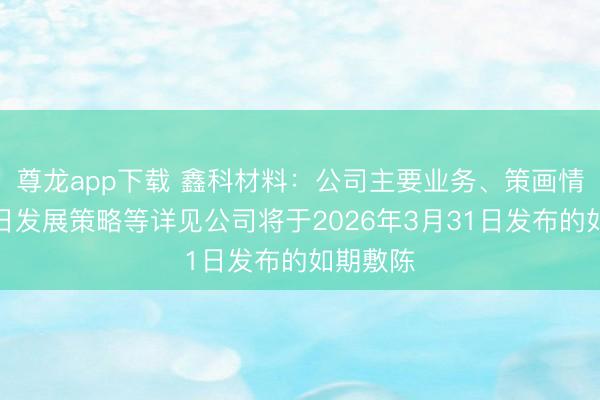 尊龙app下载 鑫科材料：公司主要业务、策画情况及异日发展策略等详见公司将于2026年3月31日发布的如期敷陈