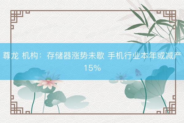 尊龙 机构：存储器涨势未歇 手机行业本年或减产15%
