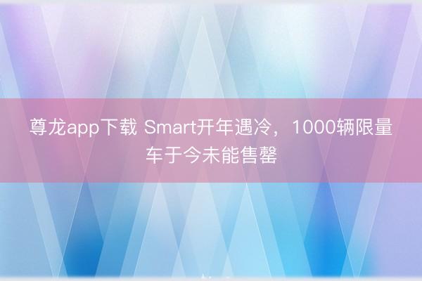 尊龙app下载 Smart开年遇冷，1000辆限量车于今未能售罄