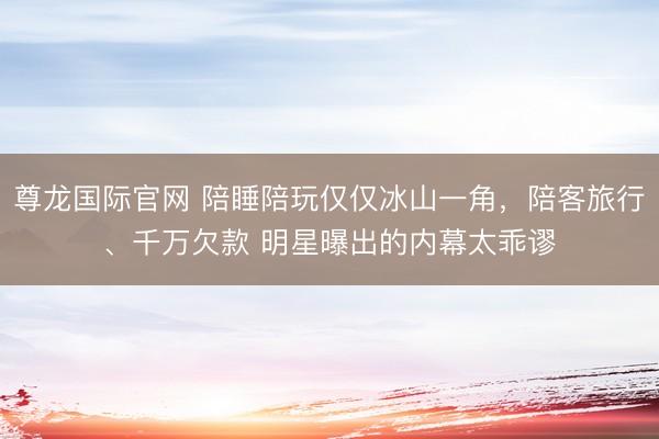 尊龙国际官网 陪睡陪玩仅仅冰山一角，陪客旅行、千万欠款 明星曝出的内幕太乖谬