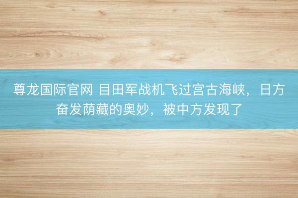 尊龙国际官网 目田军战机飞过宫古海峡,日方奋发荫藏的奥妙,被中方发现了