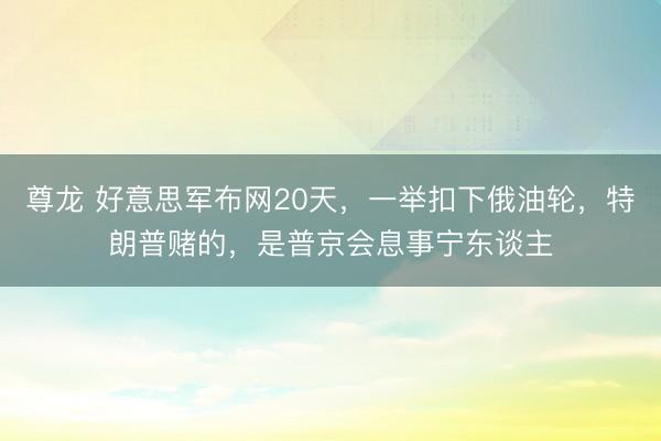 尊龙 好意思军布网20天，一举扣下俄油轮，特朗普赌的，是普京会息事宁东谈主