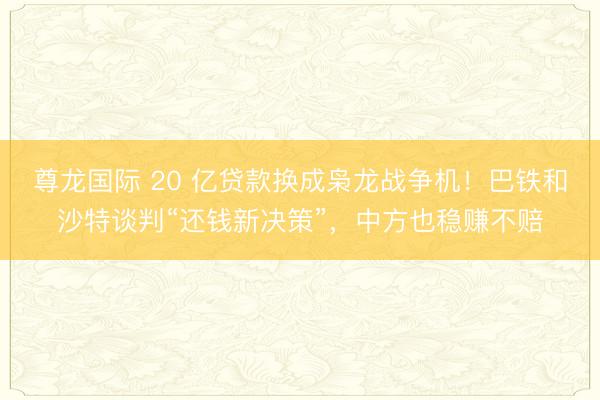 尊龙国际 20 亿贷款换成枭龙战争机!巴铁和沙特谈判“还钱新决策”,中方也稳赚不赔