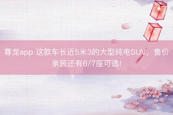尊龙app 这款车长近5米3的大型纯电SUV,售价亲民还有6/7座可选!