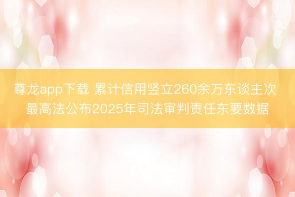 尊龙app下载 累计信用竖立260余万东谈主次 最高法公布2025年司法审判责任东要数据