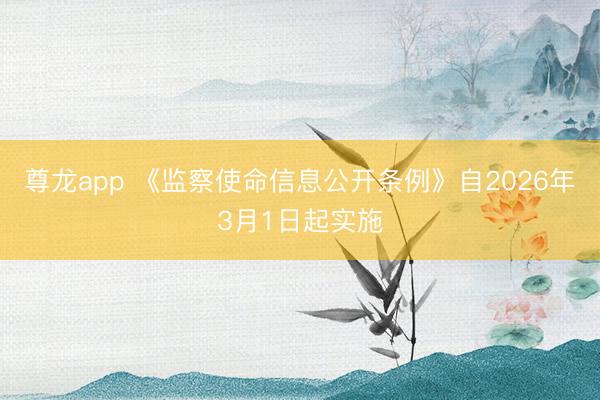 尊龙app 《监察使命信息公开条例》自2026年3月1日起实施