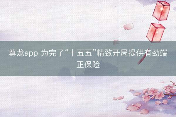 尊龙app 为完了“十五五”精致开局提供有劲端正保险
