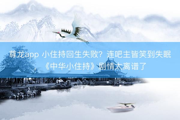 尊龙app 小住持回生失败？连吧主皆笑到失眠，《中华小住持》剧情太离谱了