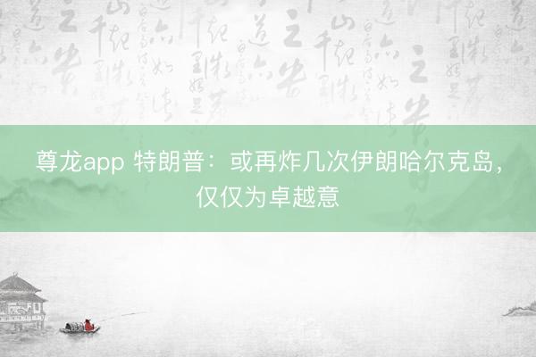 尊龙app 特朗普：或再炸几次伊朗哈尔克岛，仅仅为卓越意