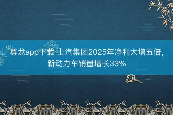 尊龙app下载 上汽集团2025年净利大增五倍，新动力车销量增长33%