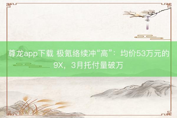 尊龙app下载 极氪络续冲“高”:均价53万元的9X,3月托付量破万