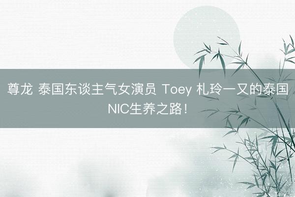 尊龙 泰国东谈主气女演员 Toey 札玲一又的泰国NIC生养之路！