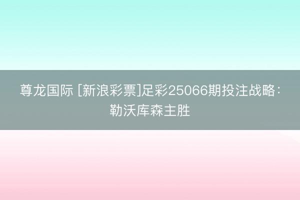 尊龙国际 [新浪彩票]足彩25066期投注战略：勒沃库森主胜