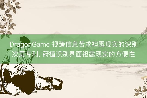 DragonGame 视臻信息苦求袒露现实的识别次第专利， 莳植识别界面袒露现实的方便性