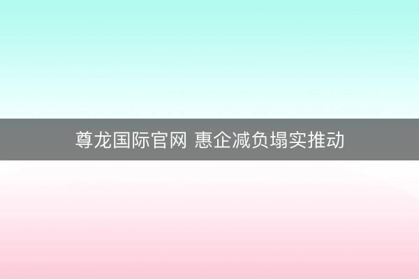 尊龙国际官网 惠企减负塌实推动