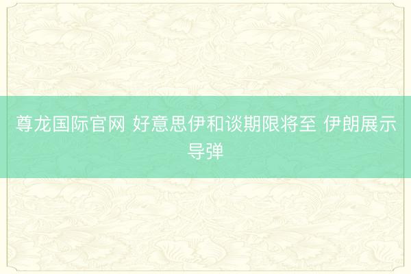 尊龙国际官网 好意思伊和谈期限将至 伊朗展示导弹