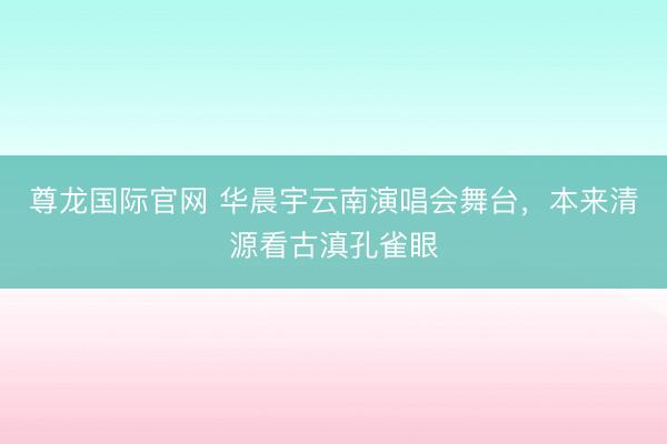 尊龙国际官网 华晨宇云南演唱会舞台，本来清源看古滇孔雀眼