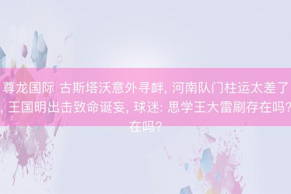 尊龙国际 古斯塔沃意外寻衅， 河南队门柱运太差了， 王国明出击致命诞妄， 球迷: 思学王大雷刷存在吗?